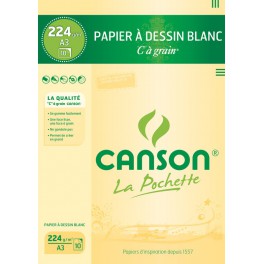 Papier à dessin blanc "C" à grain 224g 29,7x42 cm – A3