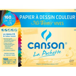 Papier à dessin mi-teintes couleurs vives 24x32 cm 160g Papier à dessin mi-teintes couleurs vives 24x32 cm 160g