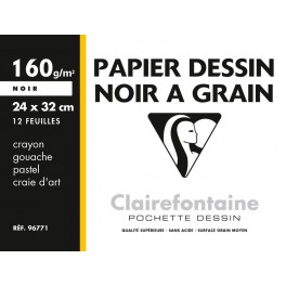 Pochette dessin à grain noir 24x32 12f 160g Pochette dessin à grain noir 24x32 12f 160g