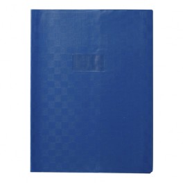 BLEU Protège-cahier+Marque-page Grain Madras 22/100ème 17x22