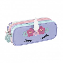 Trousse 2 compartiments Licorne Bleu